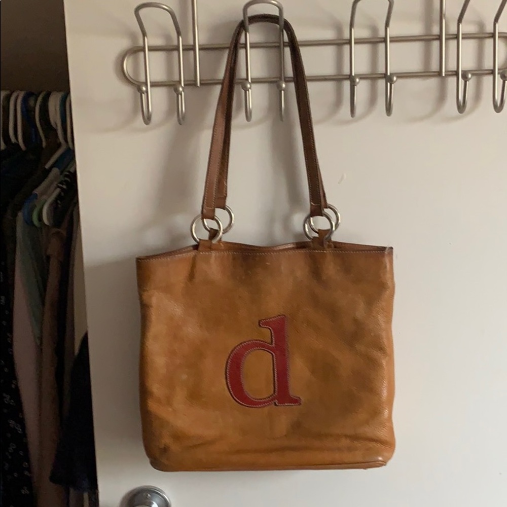 Roots monogram leather tote